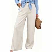 High Waist Wide Leg Linen Blend Pants - Image 2